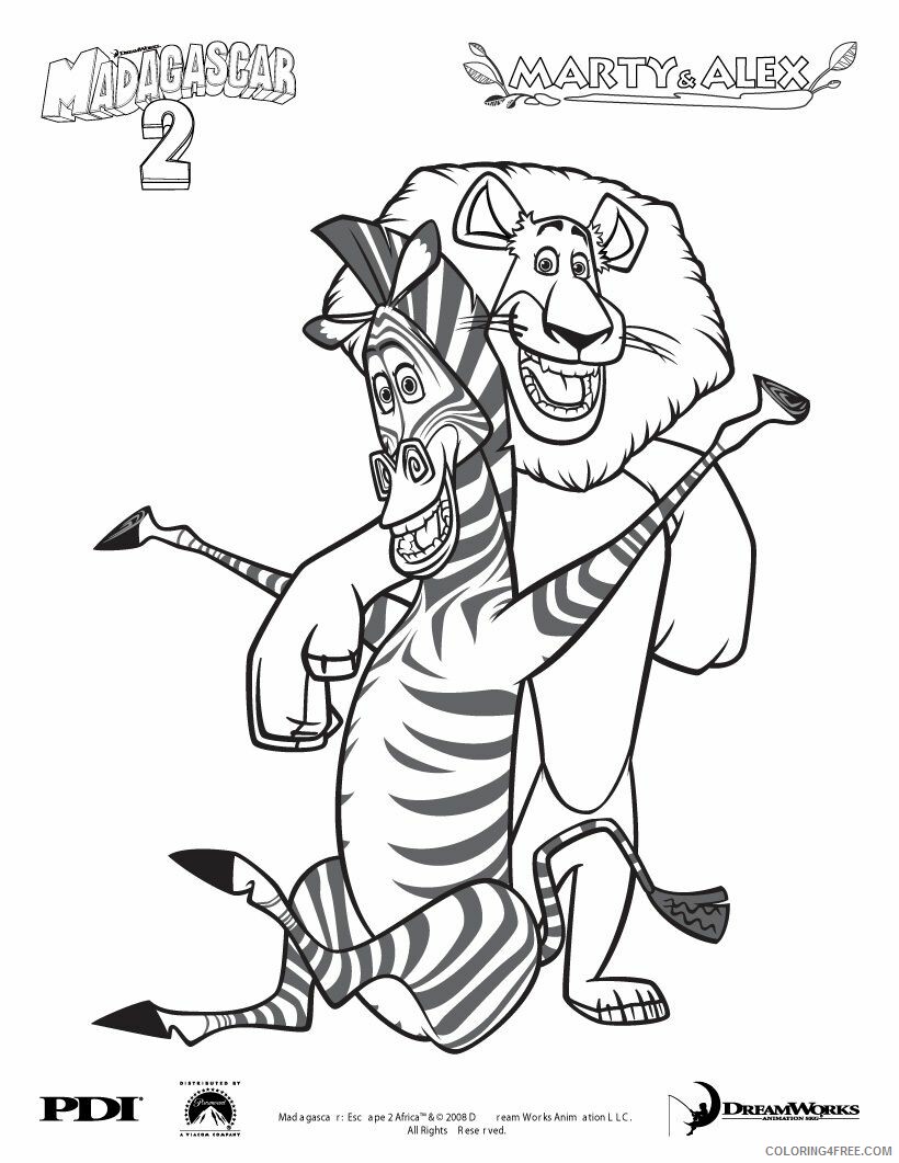 Madagascar Coloring Pages TV Film Marty and Alex Madagascar 2020 04804 Coloring4free