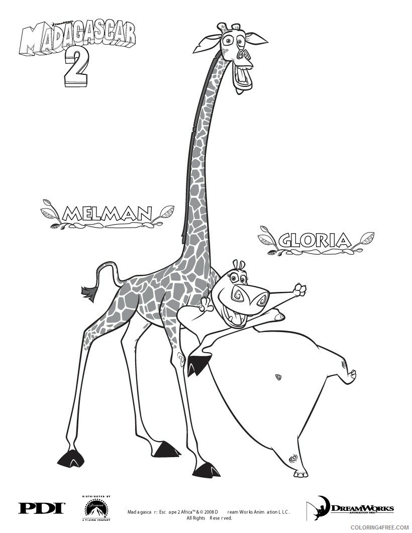Madagascar Coloring Pages TV Film Melman and Gloria Madagascar 2020 04806 Coloring4free