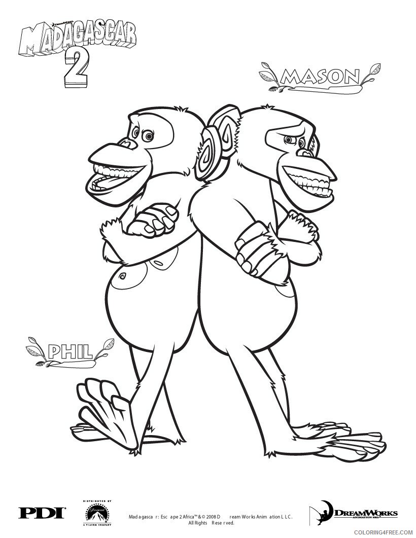 Madagascar Coloring Pages TV Film Phil and Mason Madagascar 2020 04807 Coloring4free