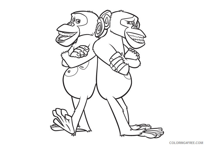 Madagascar Coloring Pages TV Film chimps Phil and Mason 2020 04713 Coloring4free