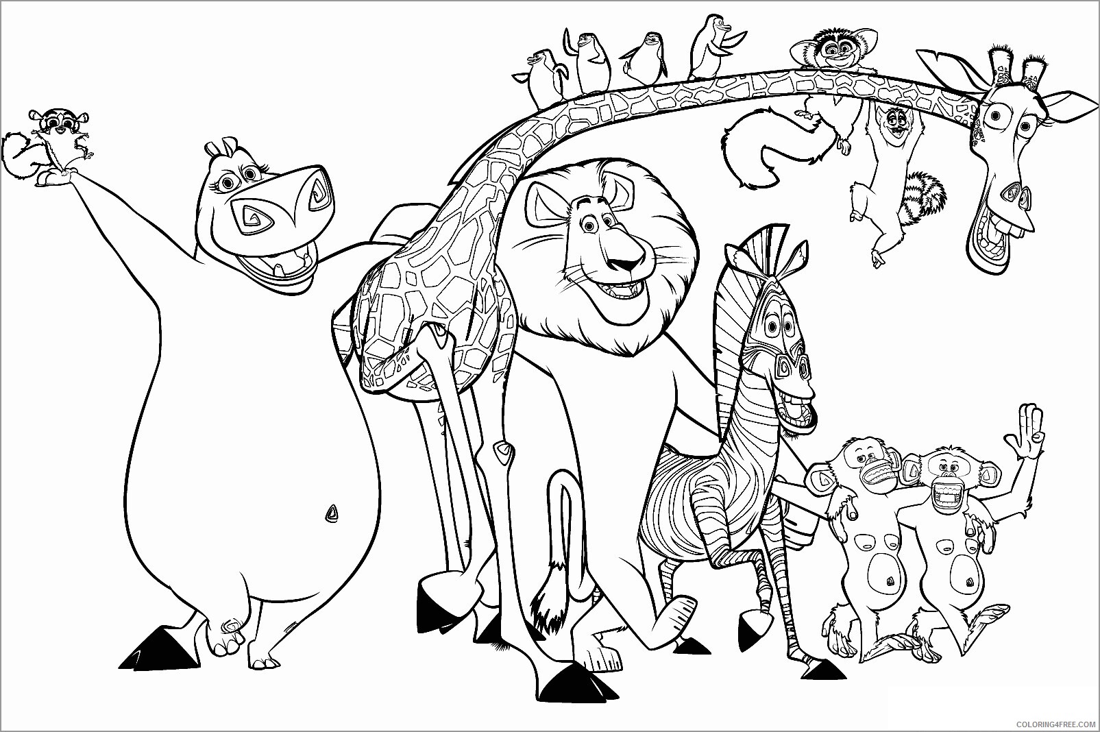 Madagascar Coloring Pages TV Film madagascar animals for adult 2020 04695 Coloring4free