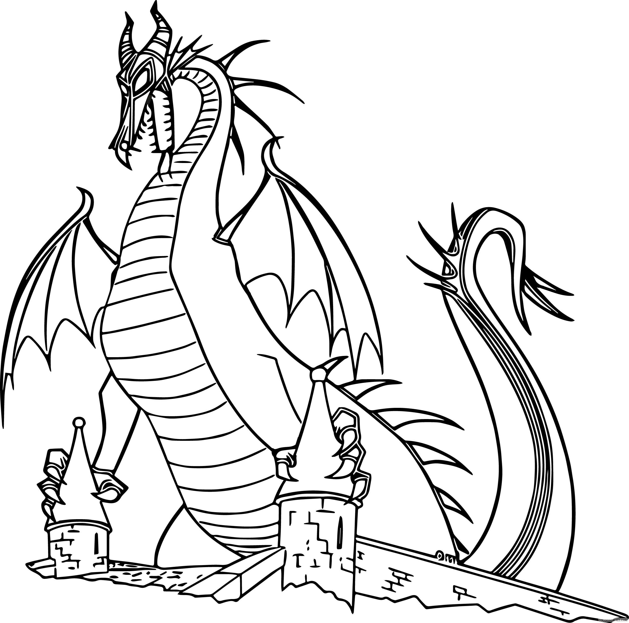 Maleficent Coloring Pages TV Film castle and dragon maleficent print 2020 04815 Coloring4free