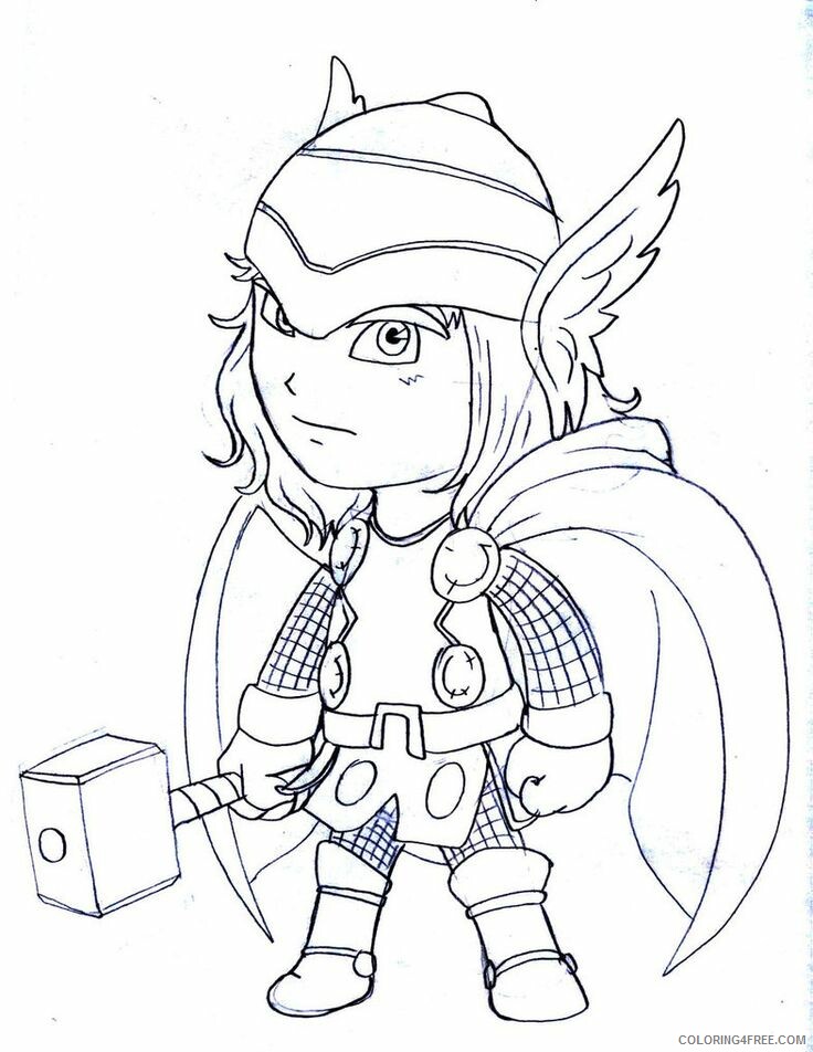 Marvel Coloring Pages TV Film Little Girl Thor Marvel Printable 2020 04855 Coloring4free