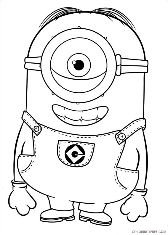 Minions Coloring Pages TV Film happy stuart a4 Printable 2020 05153 Coloring4free