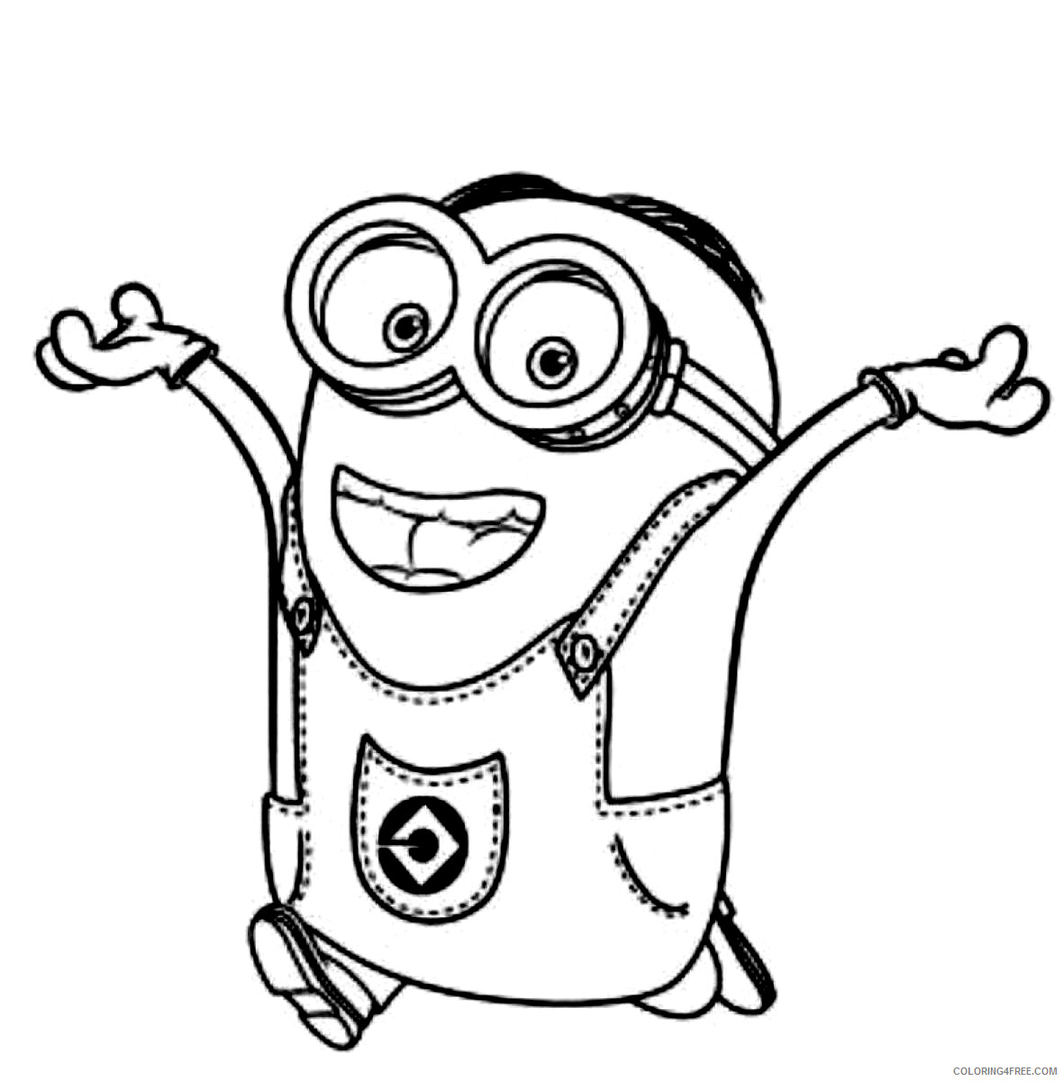 Minions Coloring Pages TV Film minion stuart running a4 Printable 2020 05162 Coloring4free