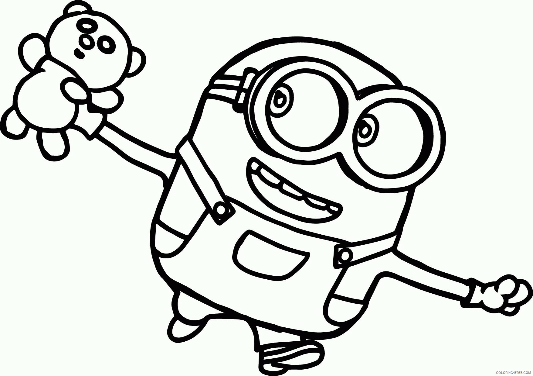 Minions Coloring Pages TV Film minion with teddy a4 Printable 2020 05160 Coloring4free