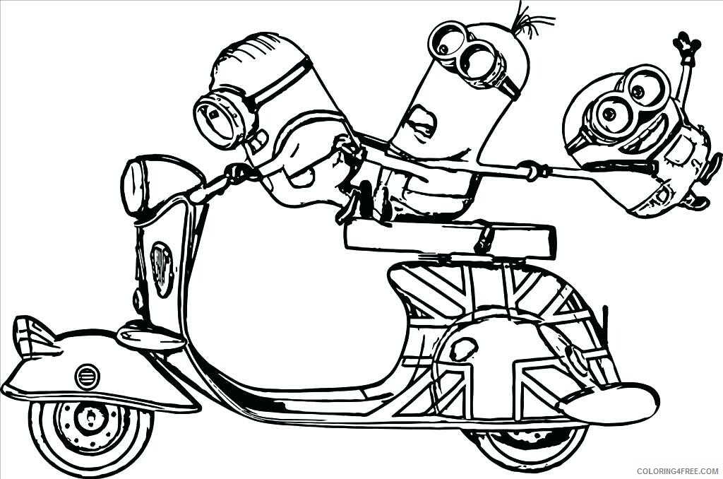 Minions Coloring Pages TV Film minions riding motobike a4 Printable 2020 05156 Coloring4free