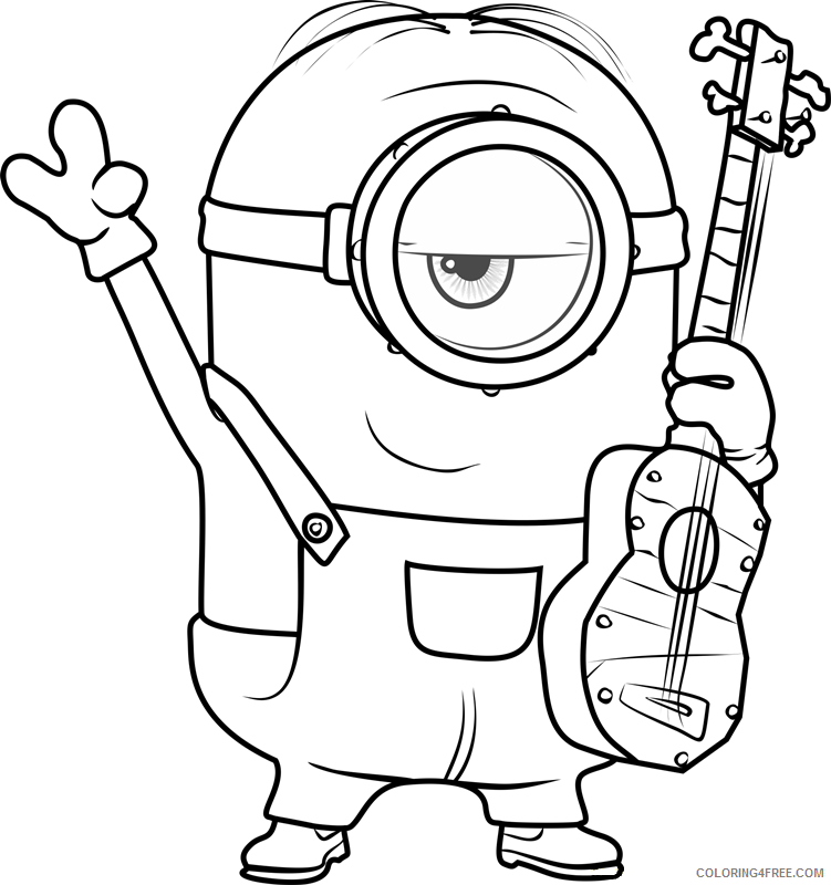 Minions Coloring Pages TV Film stuart smiling a4 Printable 2020 05152 Coloring4free