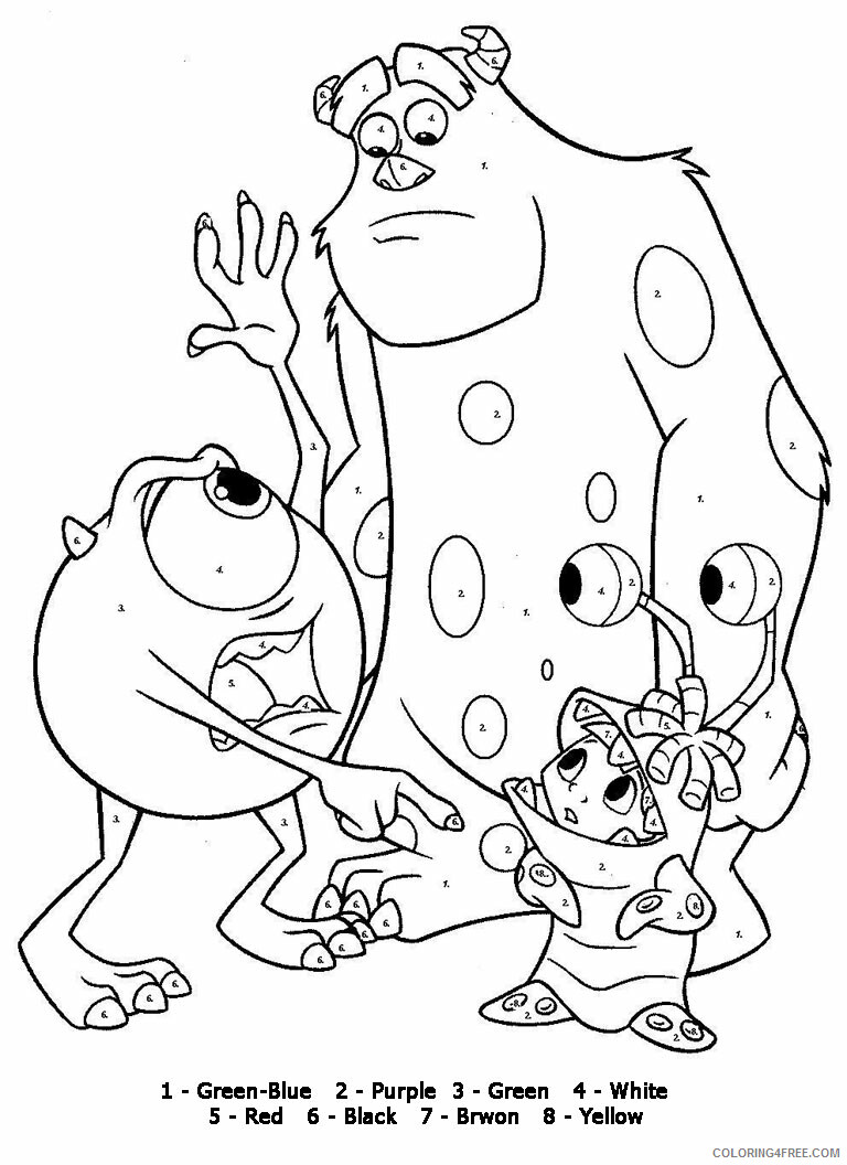 Monsters Inc Coloring Pages TV Film MonstersInc by Number Printable 2020 05270 Coloring4free