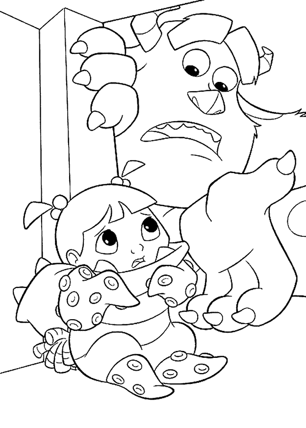 Monsters Inc Coloring Pages TV Film Sulley cares for Boo Printable 2020 05289 Coloring4free