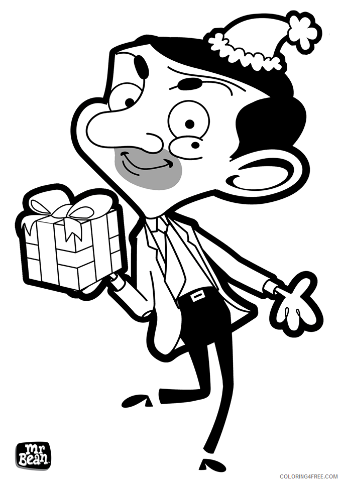 Mr Bean Coloring Pages TV Film bean with gift Printable 2020 05351 Coloring4free