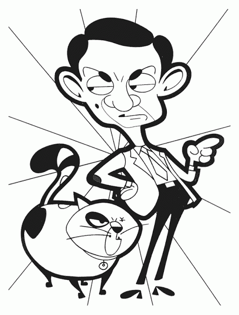 Mr Bean Coloring Pages TV Film bean with scrapper Printable 2020 05354 Coloring4free