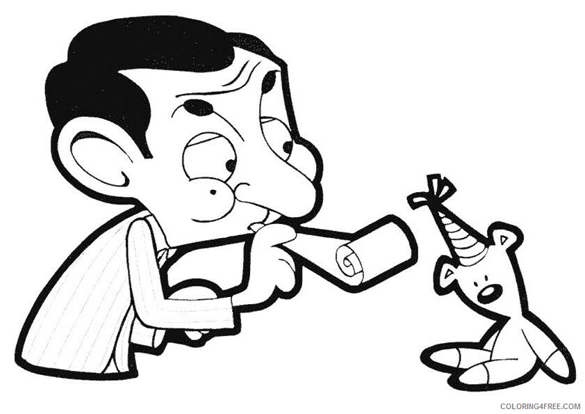 Mr Bean Coloring Pages TV Film play with teddy Printable 2020 05349 Coloring4free