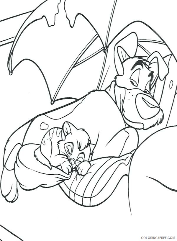 Oliver and Company Coloring Pages TV Film dodger and oliver sleeping 2020 05657 Coloring4free