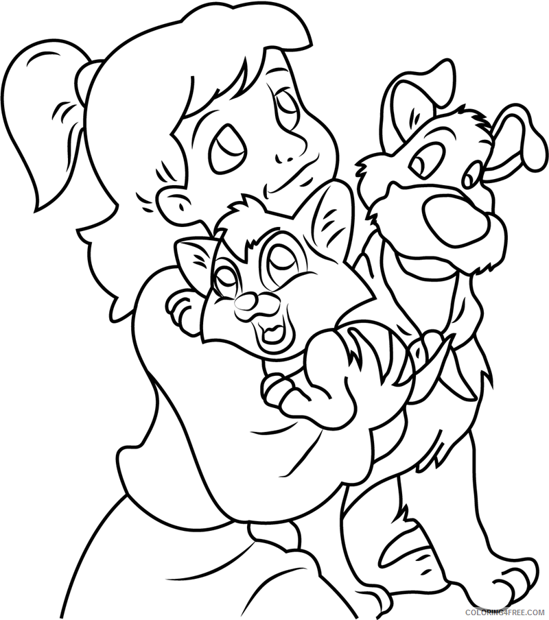Oliver and Company Coloring Pages TV Film jenny with oliver and dodger 2020 05655 Coloring4free
