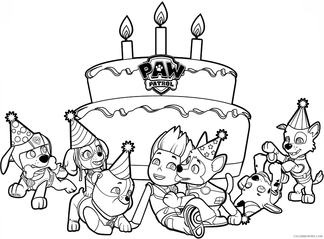 Paw Patrol Coloring Pages TV Film happy_birthday_ryder a4 Printable 2020 05881 Coloring4free