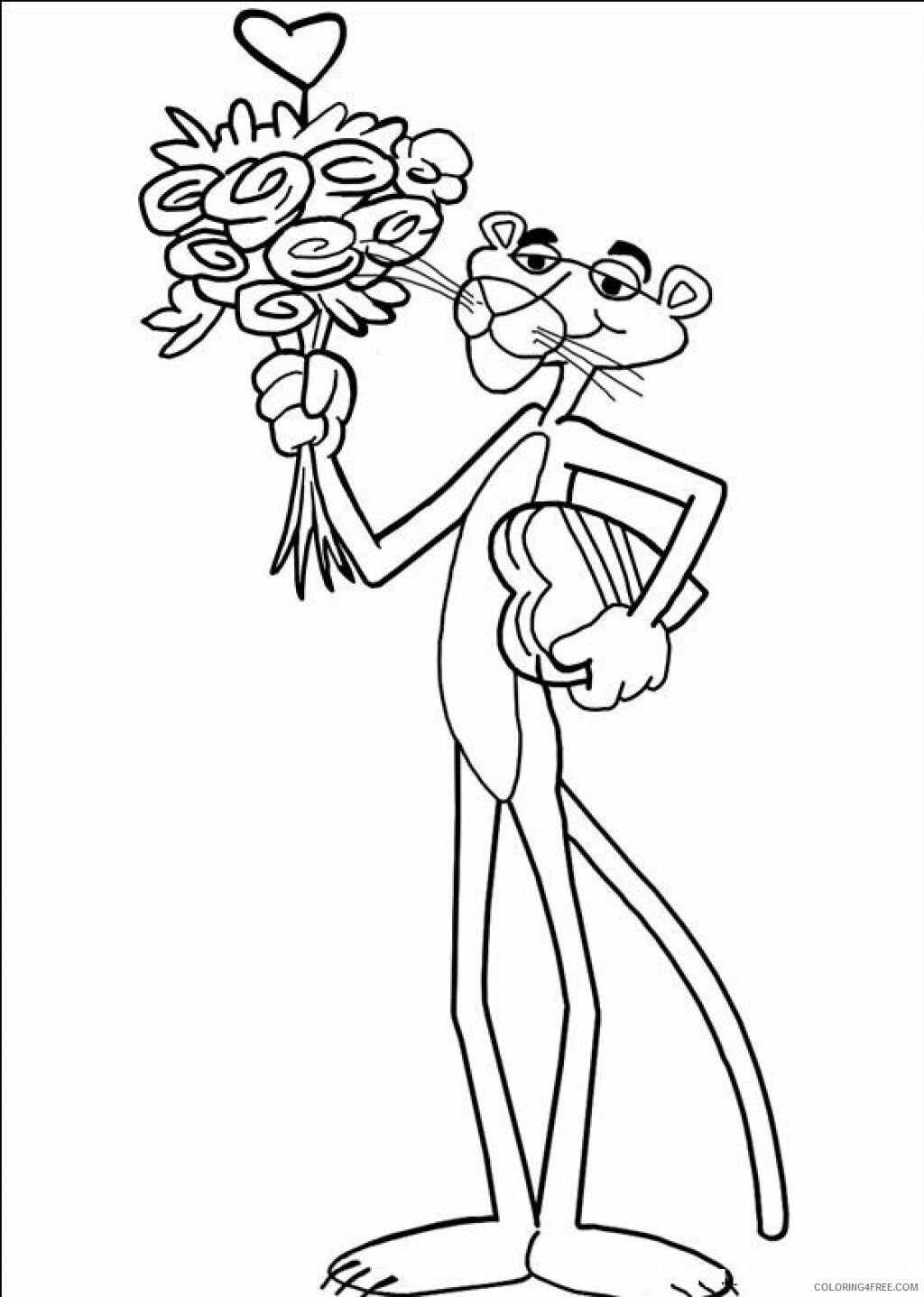 Pink Panther Coloring Pages TV Film Pink Panther With Flowers 2020 06305 Coloring4free