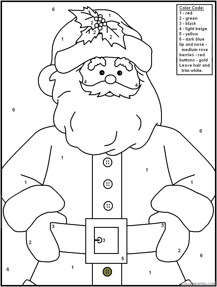 Santa Claus Christmas Coloring Pages By Numbers Santa Printable 2020 401 Coloring4free