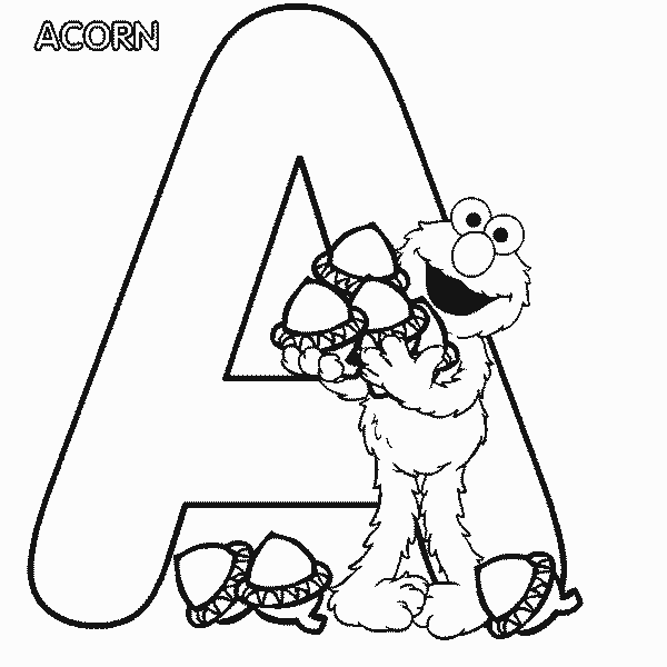 Sesame Street Coloring Pages TV Film abc letter a acron elmo 2020 07321 Coloring4free