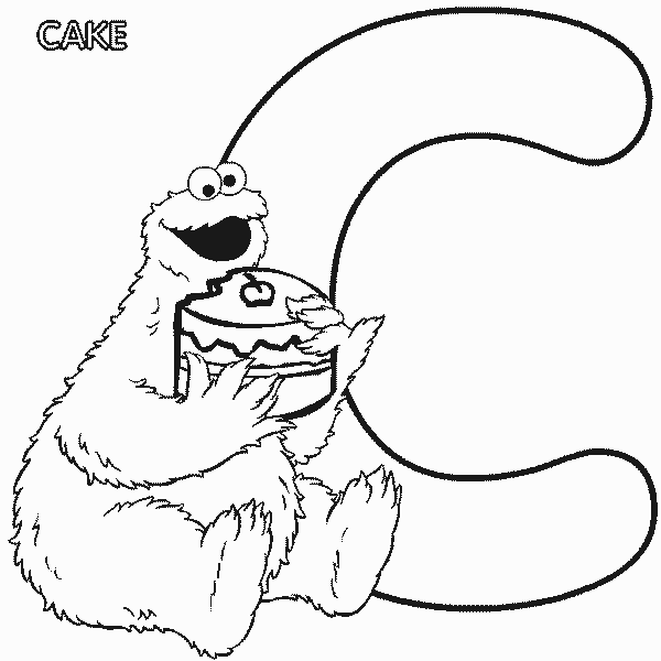 Sesame Street Coloring Pages TV Film abc letter c cake cookie 2020 07323 Coloring4free