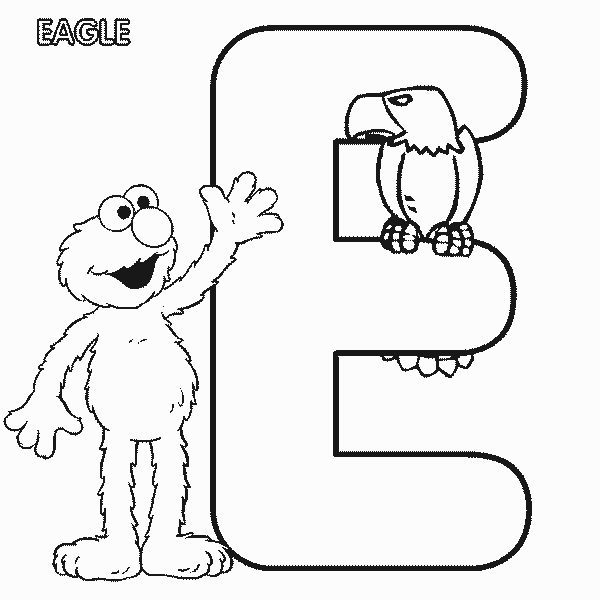 Sesame Street Coloring Pages TV Film abc letter e eagle elmo 2020 07325 Coloring4free