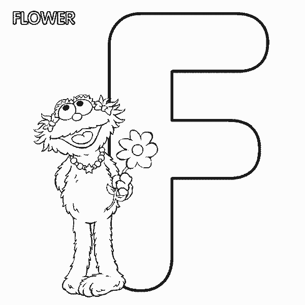 Sesame Street Coloring Pages TV Film abc letter f flower zoe 2020 07326 Coloring4free