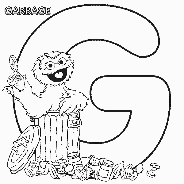 Sesame Street Coloring Pages TV Film abc letter g garbage oscar 2020 07327 Coloring4free
