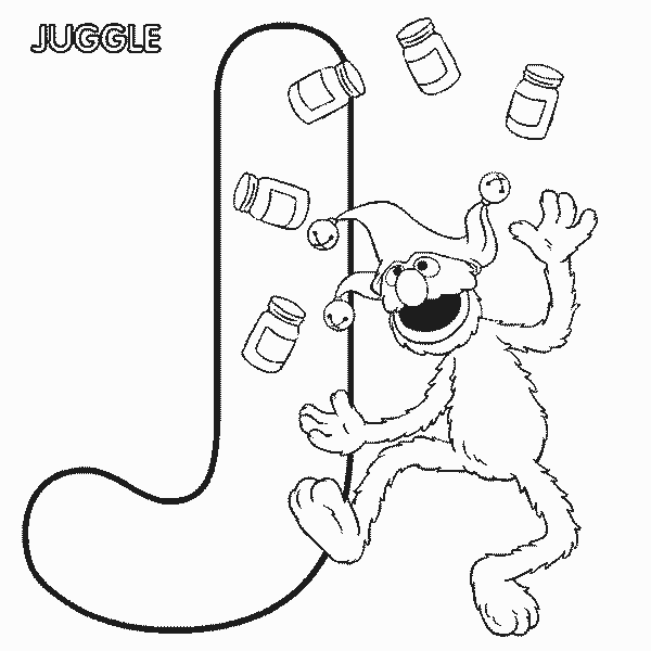 Sesame Street Coloring Pages TV Film abc letter j juggle grover 2020 07330 Coloring4free