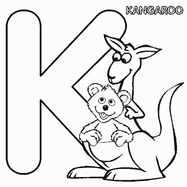 Sesame Street Coloring Pages TV Film abc letter k kangaroo babybear 2020 07331 Coloring4free