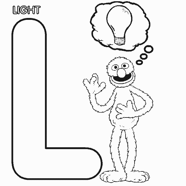 Sesame Street Coloring Pages TV Film abc letter l light grover 2020 07332 Coloring4free