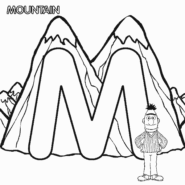 Sesame Street Coloring Pages TV Film abc letter m mountain bert 2020 07333 Coloring4free