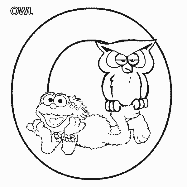 Sesame Street Coloring Pages TV Film abc letter o owl zoe 2020 07335 Coloring4free
