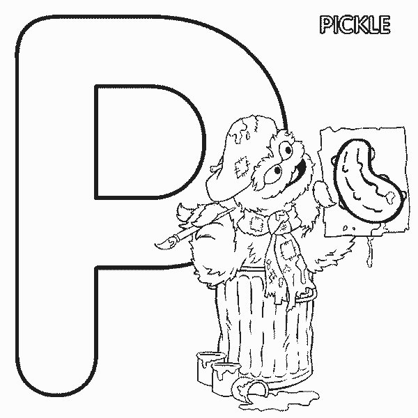 Sesame Street Coloring Pages TV Film abc letter p pickle oscar 2020 07336 Coloring4free