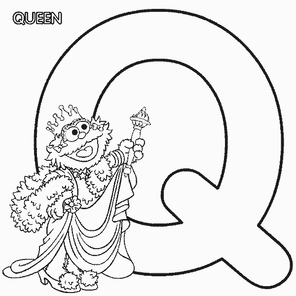 Sesame Street Coloring Pages TV Film abc letter q queen zoe 2020 07337 Coloring4free