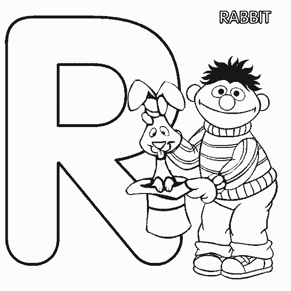 Sesame Street Coloring Pages TV Film abc letter r rabbit ernie 2020 07338 Coloring4free
