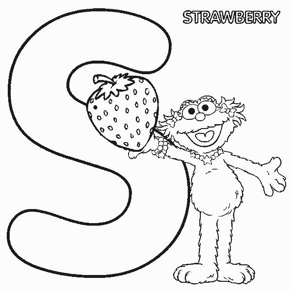 Sesame Street Coloring Pages TV Film abc letter s strawberry zoe 2020 07339 Coloring4free