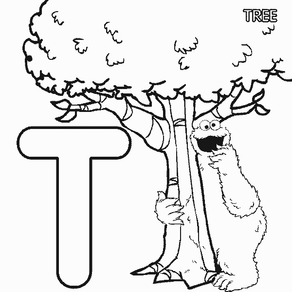Sesame Street Coloring Pages TV Film abc letter t tree cookie 2020 07340 Coloring4free