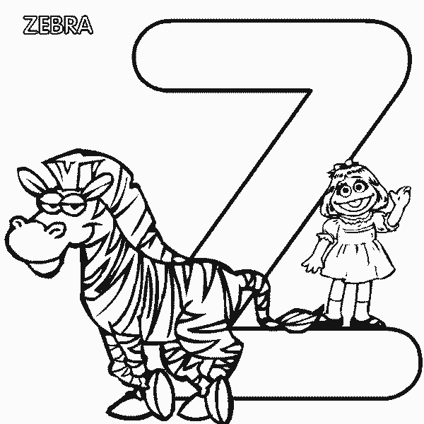 Sesame Street Coloring Pages TV Film abc letter z zebra prairie 2020 07346 Coloring4free