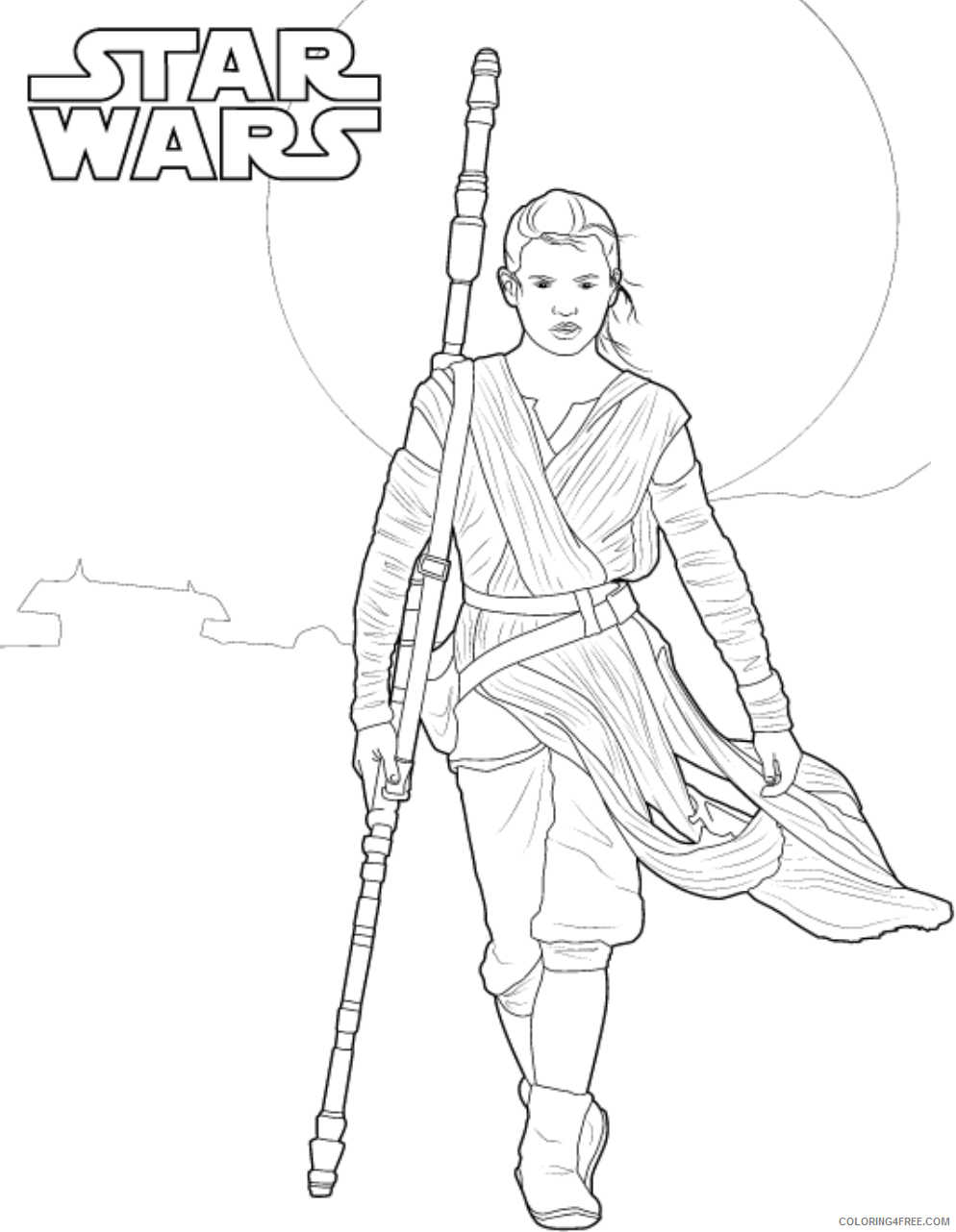 Star Wars Coloring Pages TV Film rey in star wars a4 Printable 2020 07747 Coloring4free