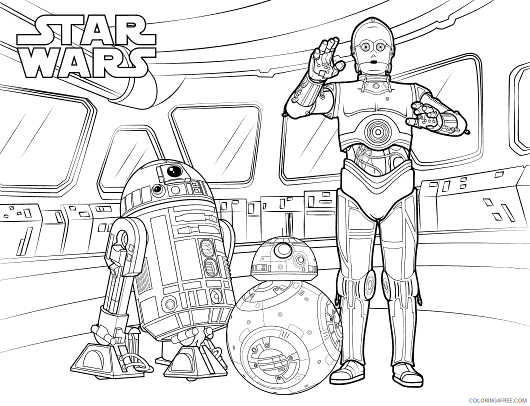 Star Wars R2D2 Coloring Pages TV Film BB8 R2D2 and C3PO Printable 2020 08058 Coloring4free