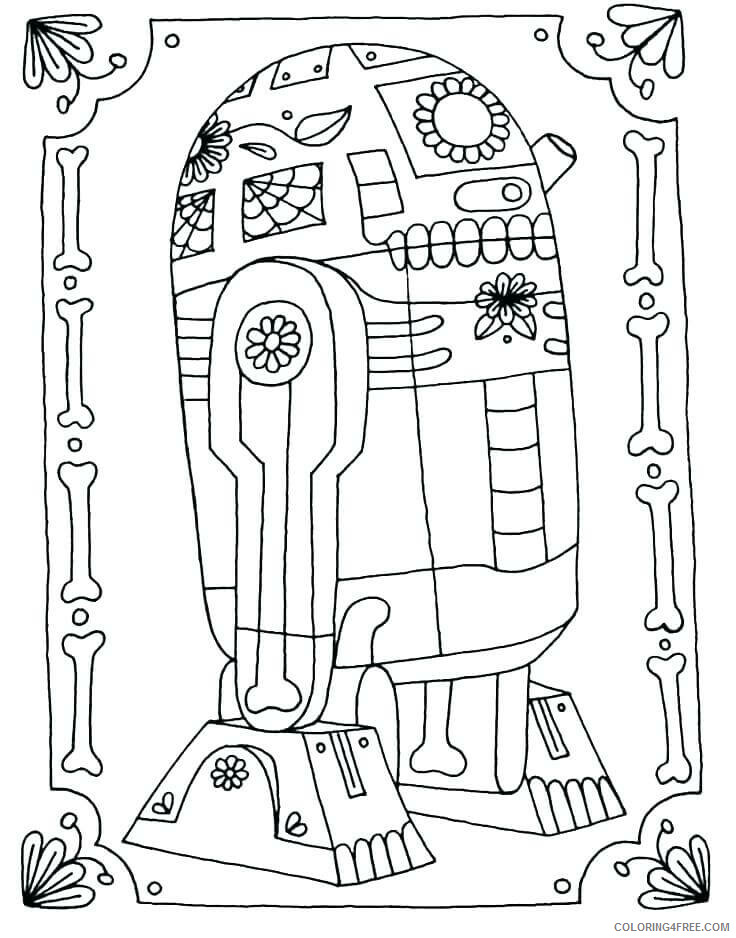 Star Wars R2D2 Coloring Pages TV Film R2D2 Day of the Dead Printable 2020 08065 Coloring4free