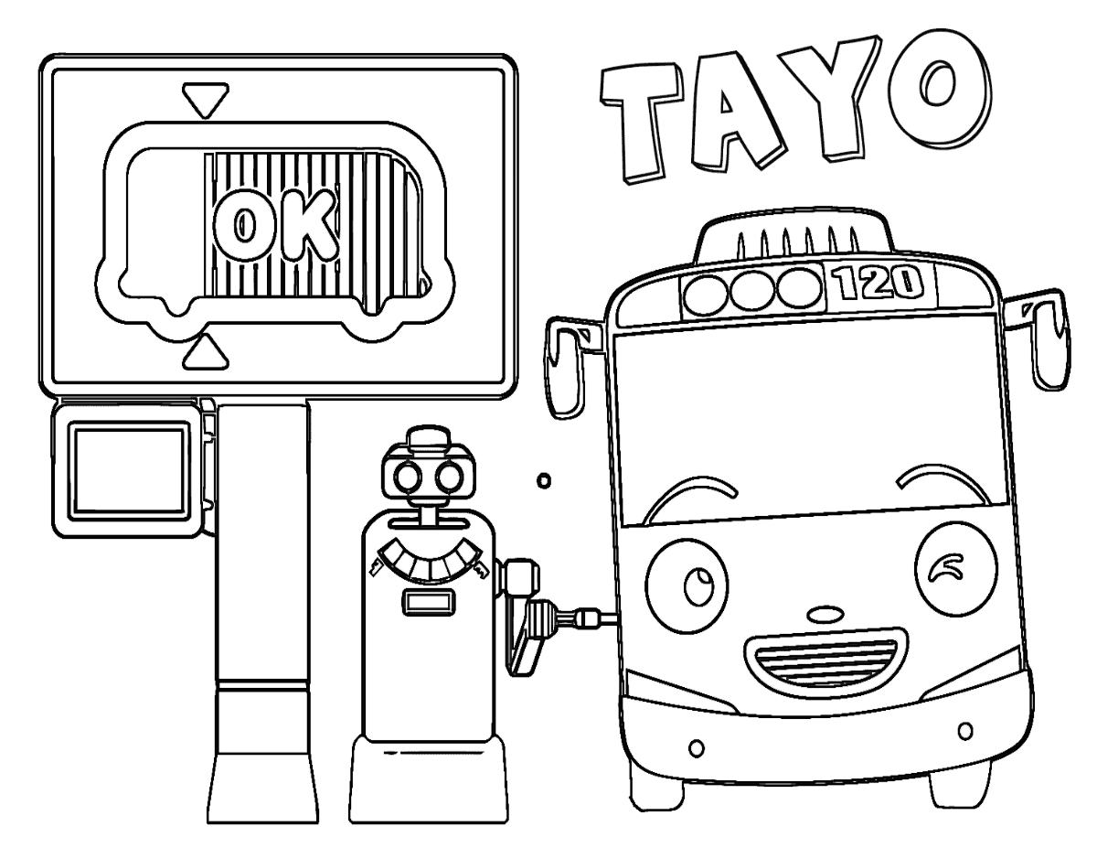 Tayo the Little Bus Coloring Pages TV Film Tayo Filling Up with Gas 2020 08387 Coloring4free