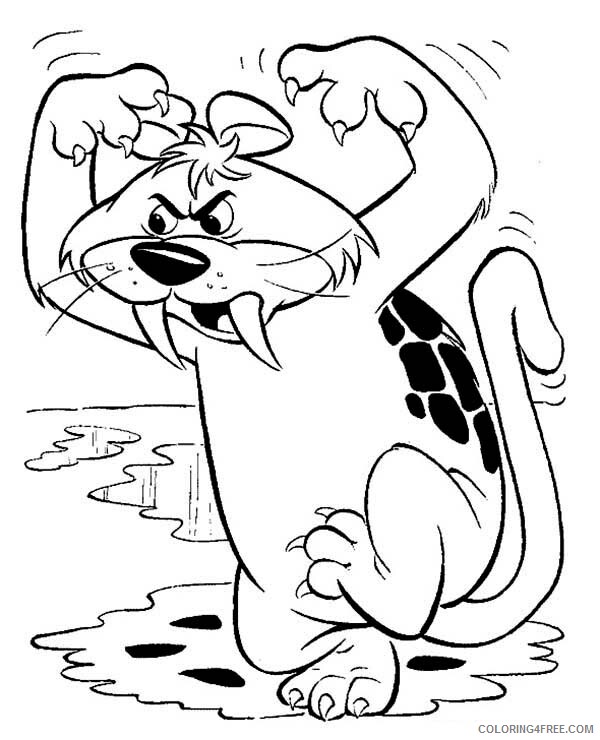 The Flintstones Coloring Pages TV Film Baby Puss Try to Scare Someone 2020 08717 Coloring4free