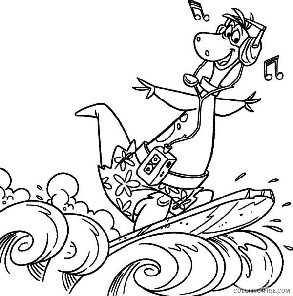 The Flintstones Coloring Pages TV Film Dino Flintstone Surf the Wave 2020 08722 Coloring4free