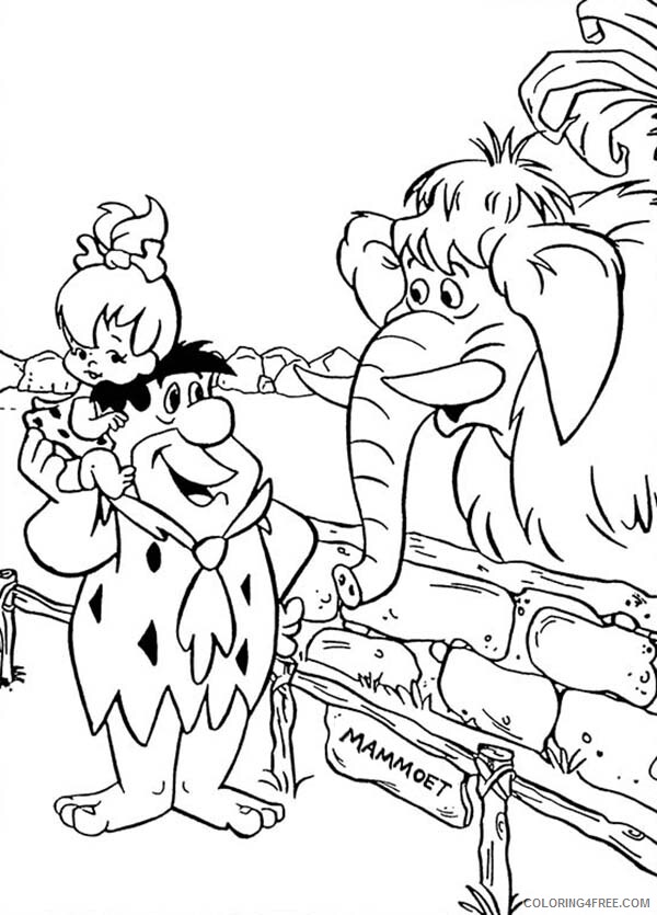 The Flintstones Coloring Pages TV Film Fred Take Pebbles See Mammoth 2020 08795 Coloring4free