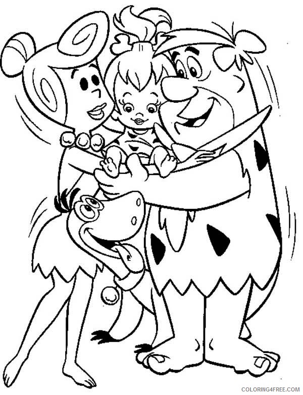 The Flintstones Coloring Pages TV Film Fred Wilma and Dino Hug Pebbles 2020 08797 Coloring4free