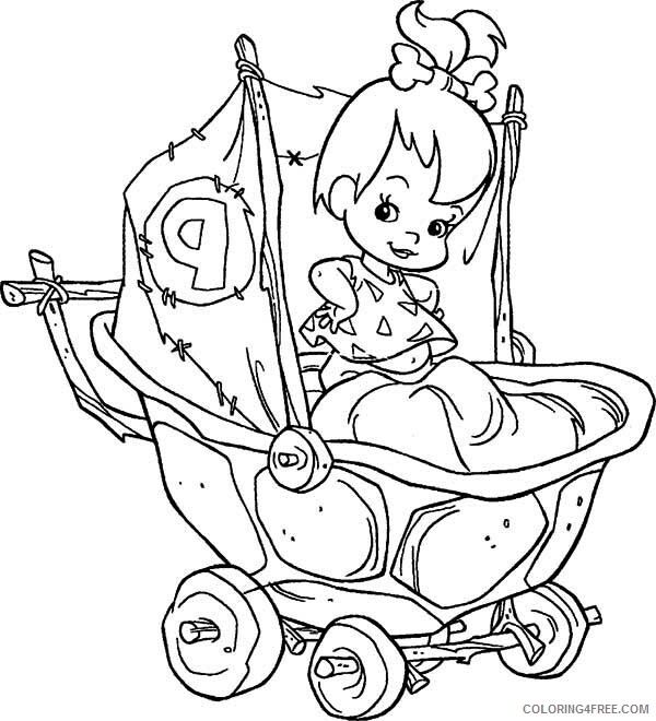 The Flintstones Coloring Pages TV Film Pebbles Flintstone in Her Cart 2020 08800 Coloring4free