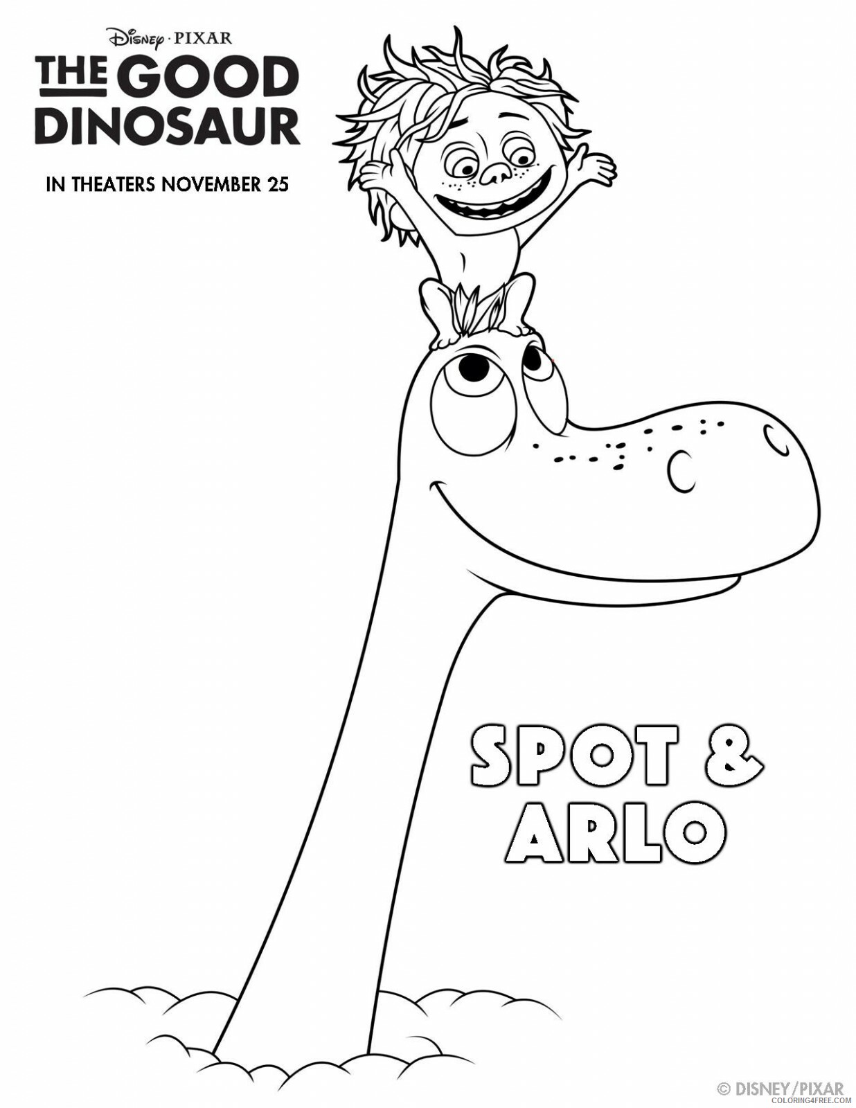 The Good Dinosaur Coloring Pages TV Film Spot and Arlo Printable 2020 08823 Coloring4free
