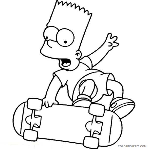 The Simpsons Coloring Pages TV Film Bart Play Skateboard Printable 2020 09531 Coloring4free
