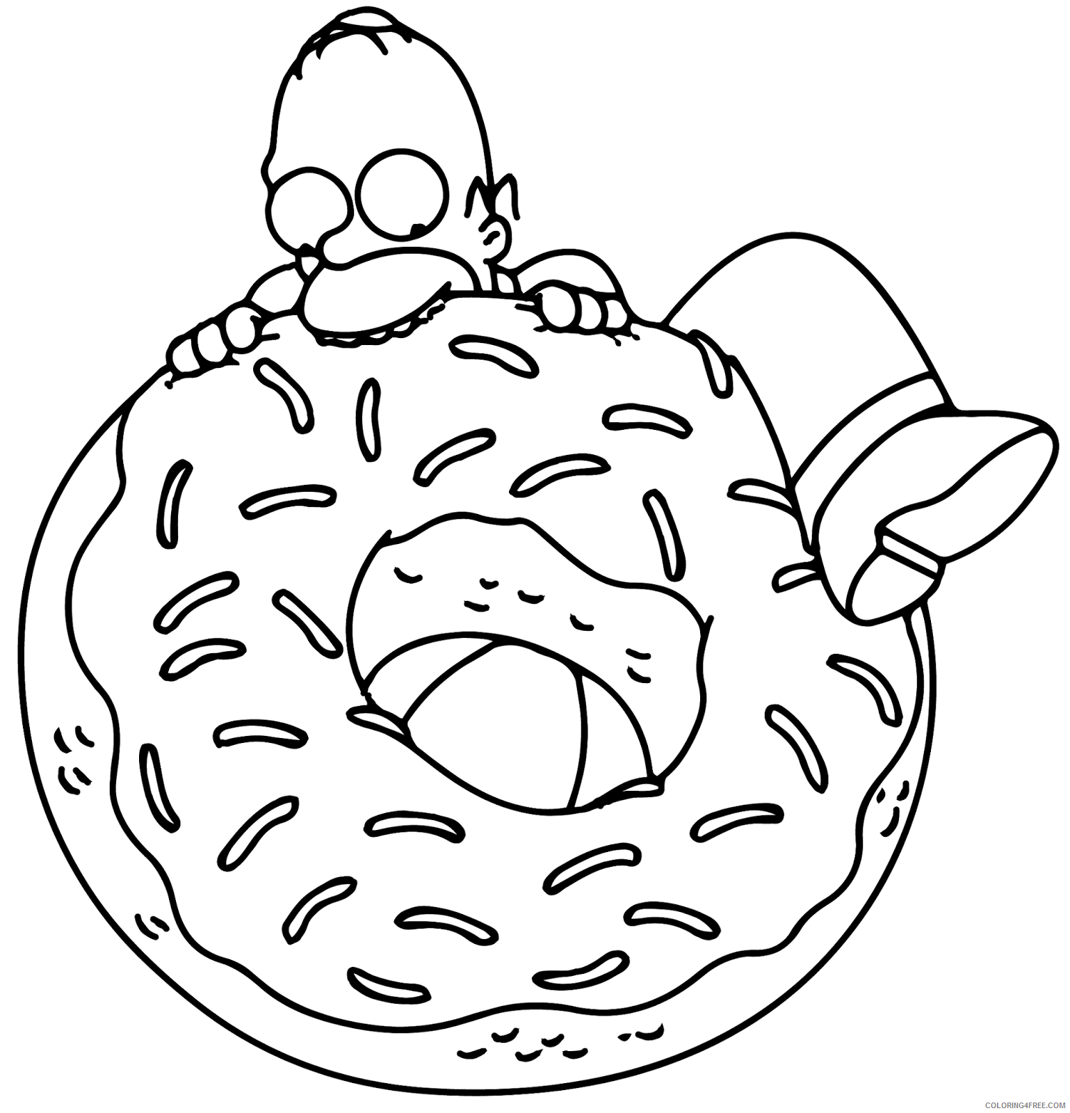 The Simpsons Coloring Pages Tv Film Donut Homer Simpsons Printable Coloring4free Coloring4free Com